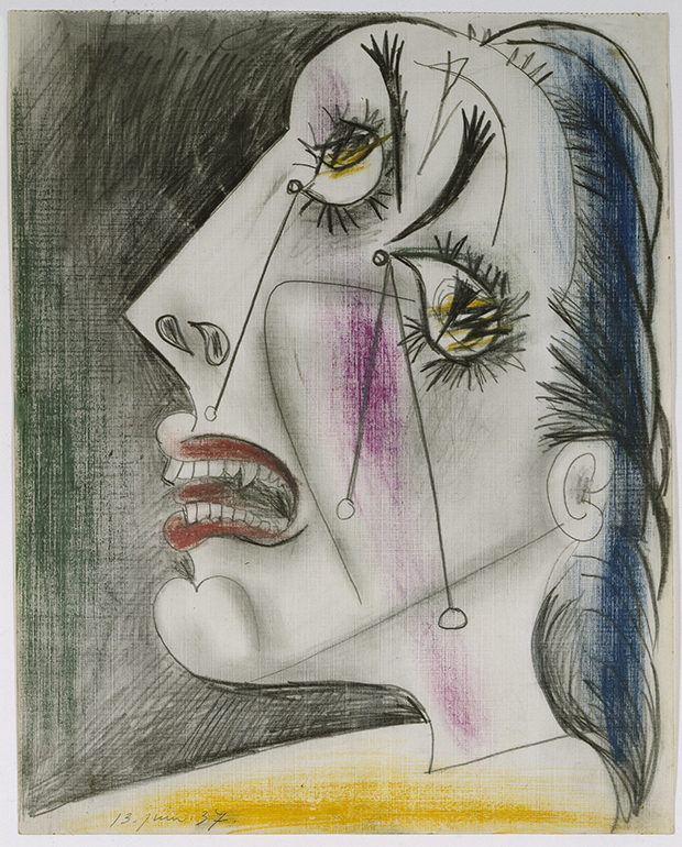 esta piangente (VI). Post scriptum a “Guernica” (13 giugno 1937), matita, guazzo, matite colorate su carta telata